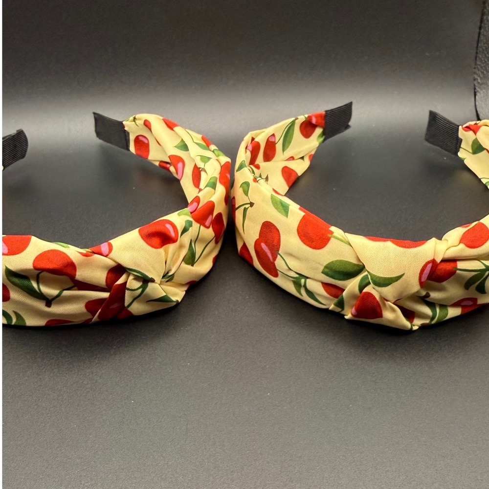 Cute Cherry Print Knotted Headbands Set of 2 Women Hair Accessories - Picture 2 of 3